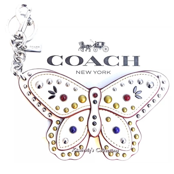 Coach Butterfly Studded Keychain Bag Charm - Picture 2 of 6